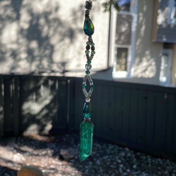 Handmade Artisan Beaded Suncatcher w New & Upcycled Beads & Crystals - Picture 4 of 8